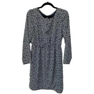 JCrew Mercantile Black White Hearts Dress Long Sleeve